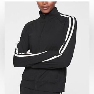 Athleta Black Jacket with White Stripes